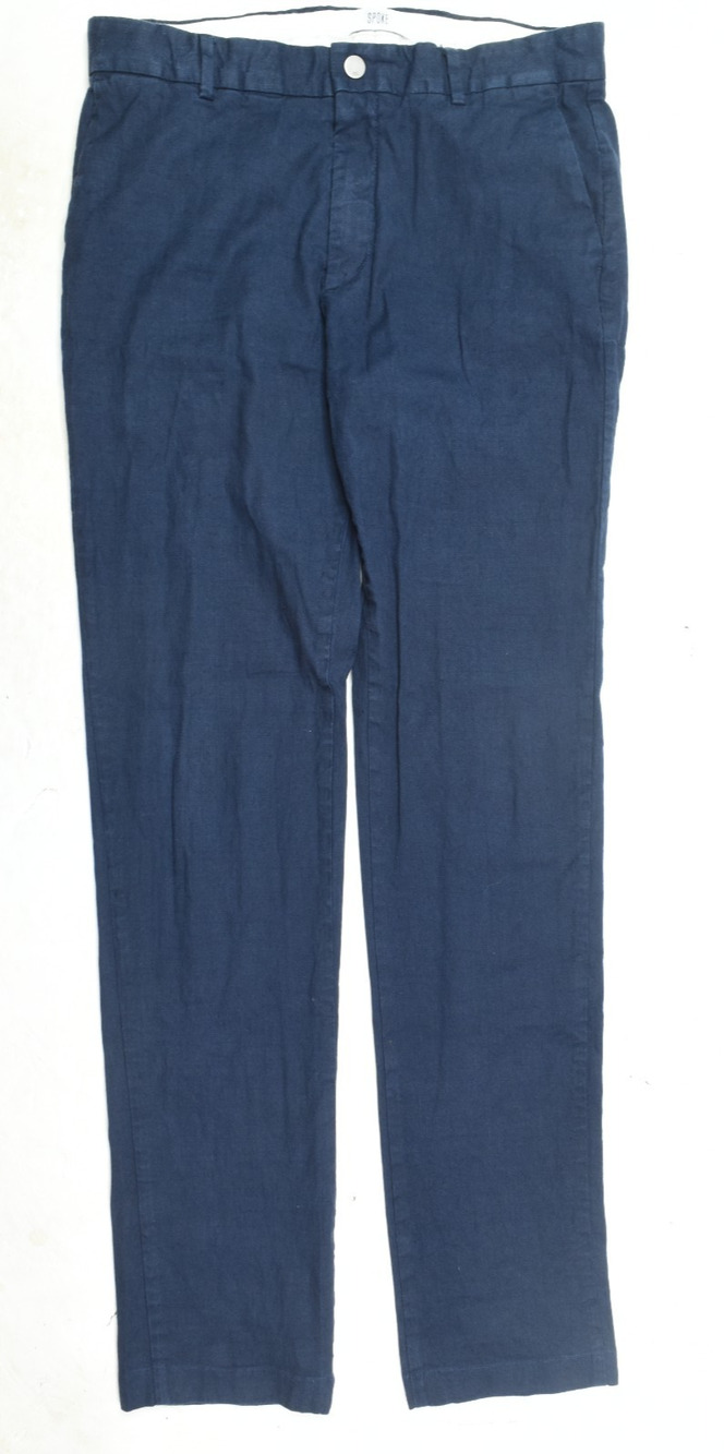 SPOKE Linen Lights Build B Pants Mens 32 Navy Blue Straight Leg Slim Fit Cotton